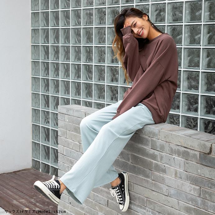 ハイウエストリブワイドパンツ ワイドパンツ レディース ゆったり ウエストゴム ボトムス リブパンツ 伸縮性 無地 ストレッチ パンツ ロングパンツ 162605 |  | 14