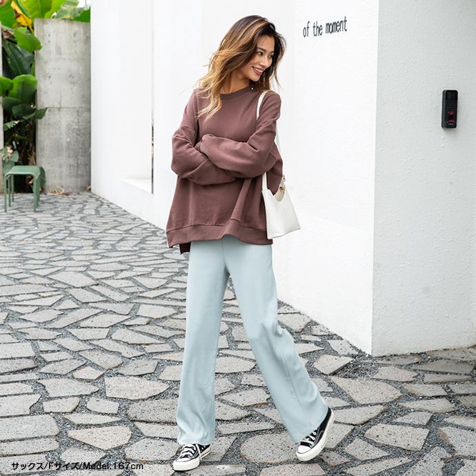 ハイウエストリブワイドパンツ ワイドパンツ レディース ゆったり ウエストゴム ボトムス リブパンツ 伸縮性 無地 ストレッチ パンツ ロングパンツ 162605 |  | 06