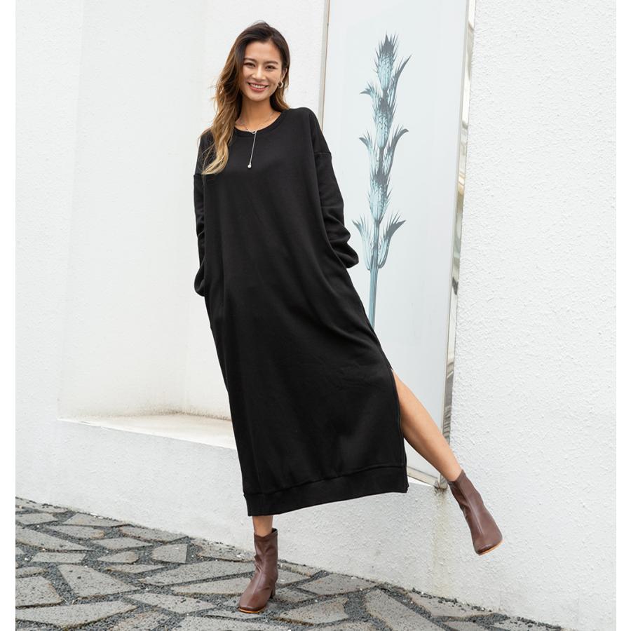 裏起毛 裾ファスナーパーカーワンピース レディースファッション 秋 冬 ワンピース ロングワンピ あったか 長袖 無地 レディース スリットパーカー 162608 |  | 18