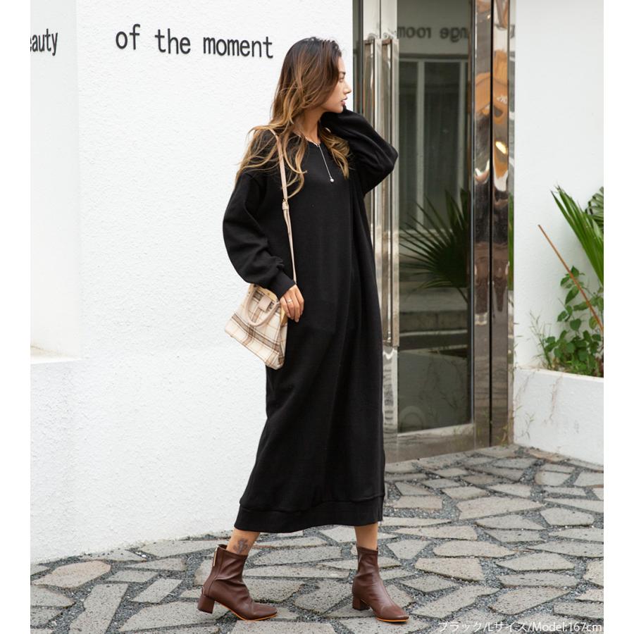 裏起毛 裾ファスナーパーカーワンピース レディースファッション 秋 冬 ワンピース ロングワンピ あったか 長袖 無地 レディース スリットパーカー 162608 |  | 07