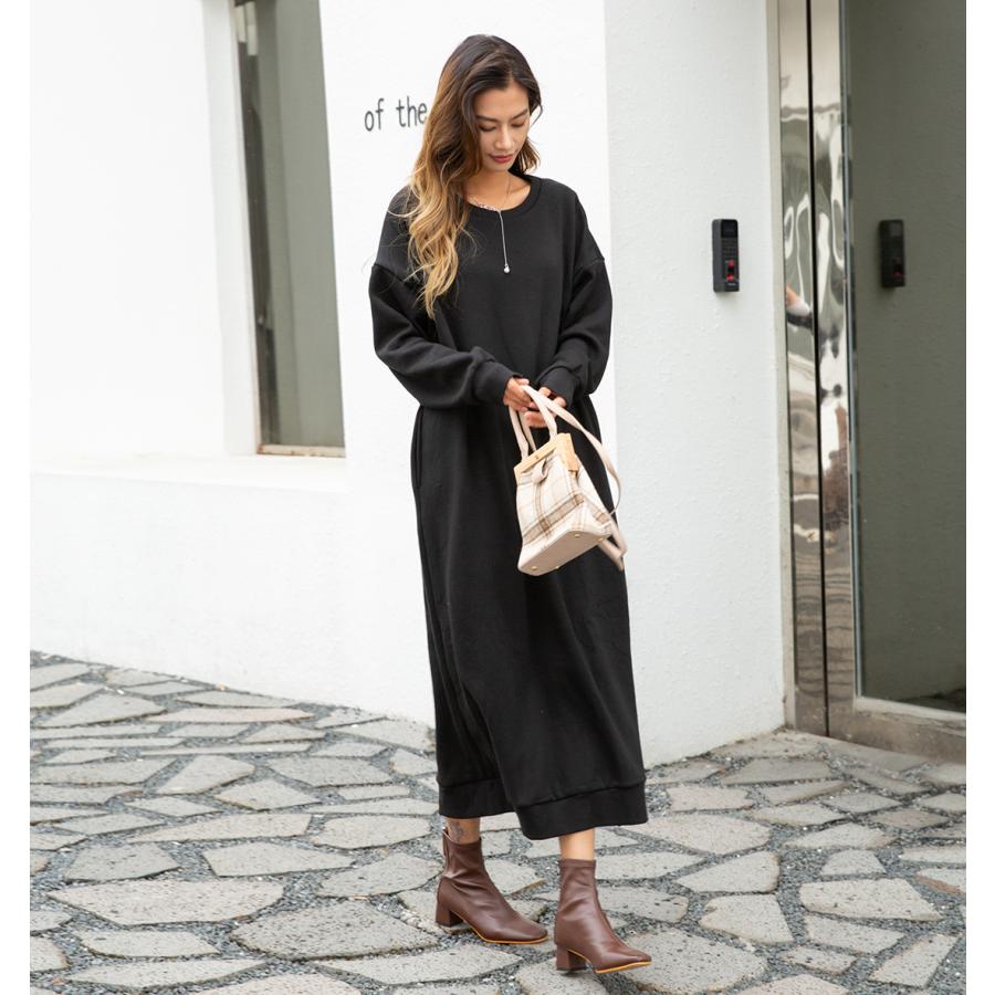 裏起毛 裾ファスナーパーカーワンピース レディースファッション 秋 冬 ワンピース ロングワンピ あったか 長袖 無地 レディース スリットパーカー 162608 |  | 09