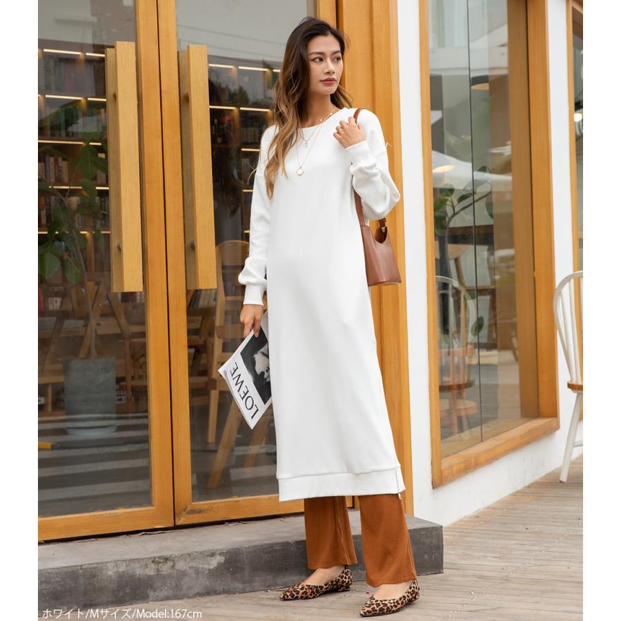 裏起毛 裾ファスナーパーカーワンピース レディースファッション 秋 冬 ワンピース ロングワンピ あったか 長袖 無地 レディース スリットパーカー 162608 |  | 14