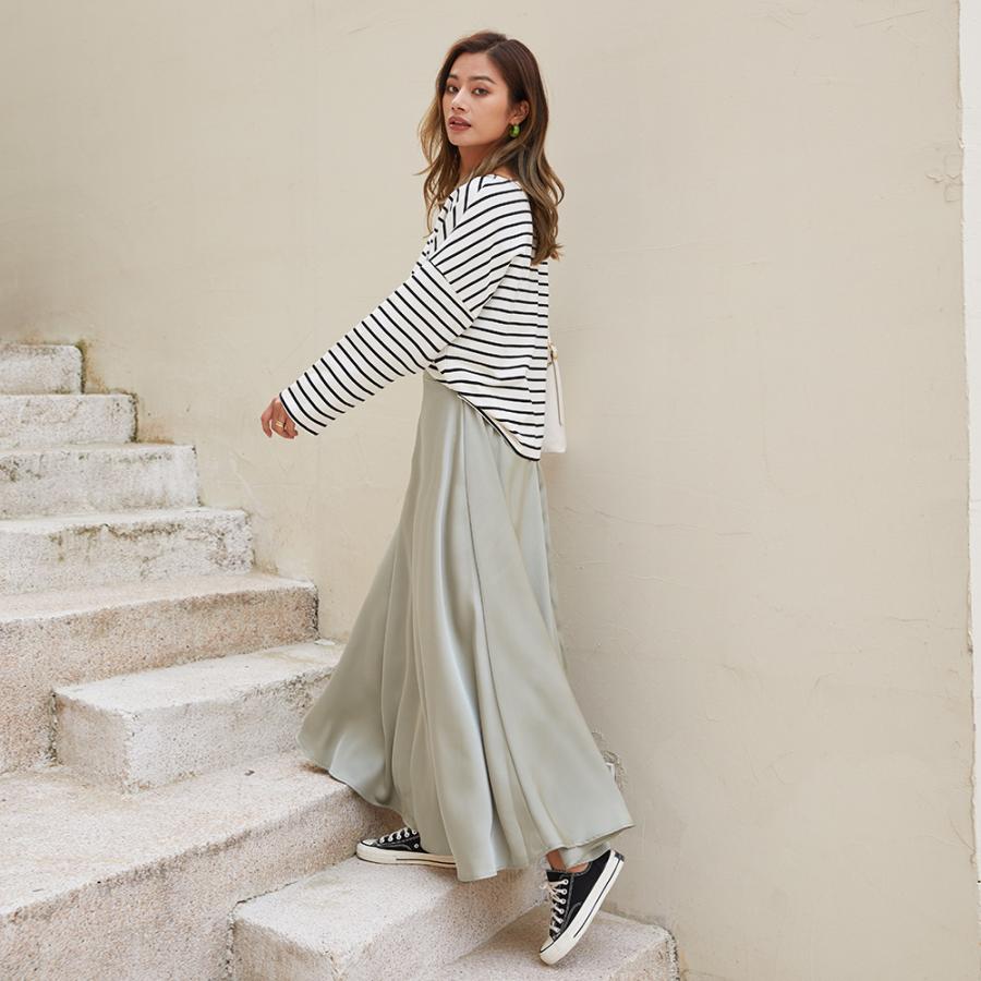 サテンフレアロングスカート フレアスカート ロング スカート サテンスカート Aライン ロングスカート 上品 高級 定番 レディース 162622 |  | 15