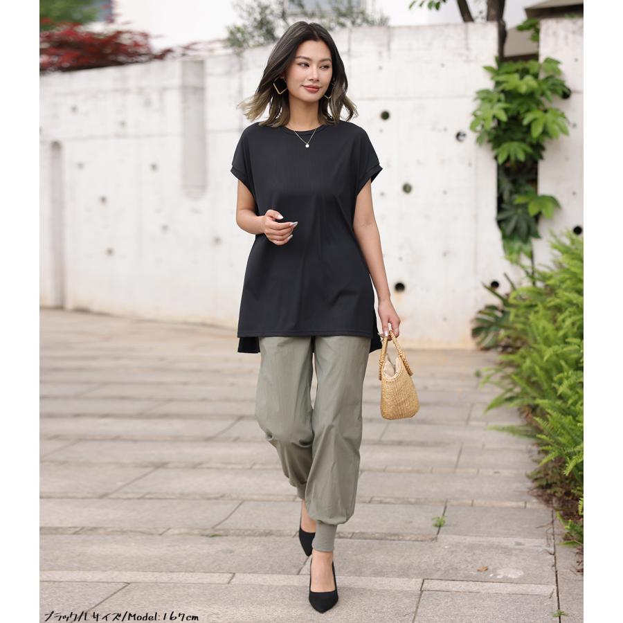 『サラサラで痩せて見える』『冷感生地』話題の神T 冷感Tシャツ スリットTシャツ リラックスフレンチスリーブT 半袖 Tシャツ レディース トップス 162625 |  | 03