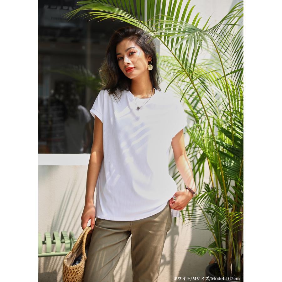 『サラサラで痩せて見える』『冷感生地』話題の神T 冷感Tシャツ スリットTシャツ リラックスフレンチスリーブT 半袖 Tシャツ レディース トップス 162625 |  | 11