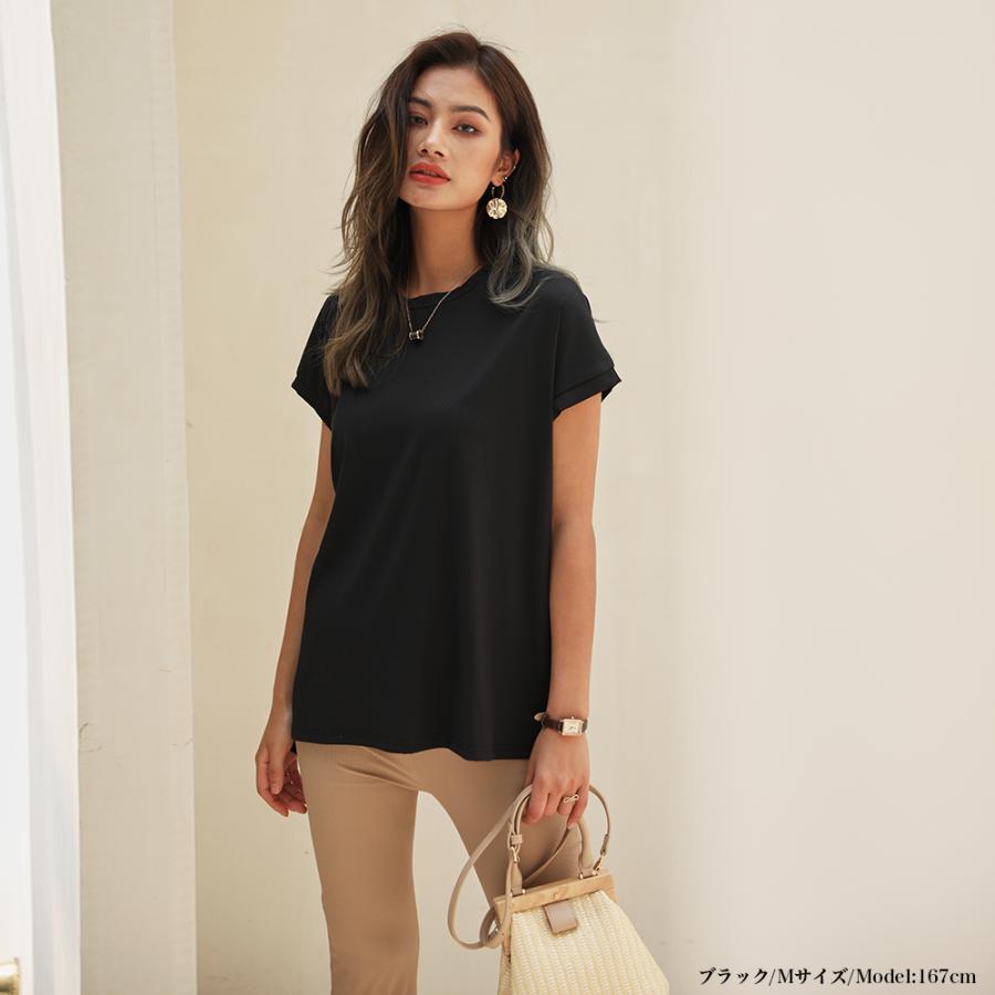 『サラサラで痩せて見える』『冷感生地』話題の神T 冷感Tシャツ スリットTシャツ リラックスフレンチスリーブT 半袖 Tシャツ レディース トップス 162625 |  | 19