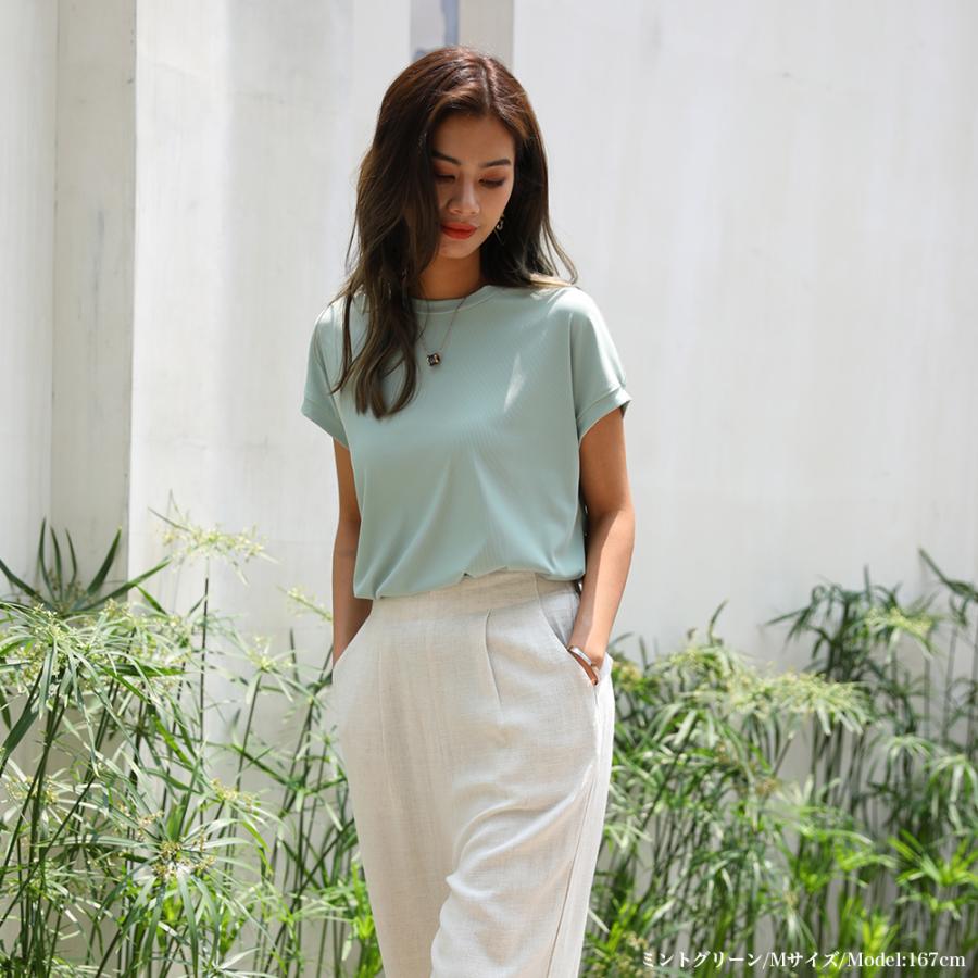 『サラサラで痩せて見える』『冷感生地』話題の神T 冷感Tシャツ スリットTシャツ リラックスフレンチスリーブT 半袖 Tシャツ レディース トップス 162625 |  | 09