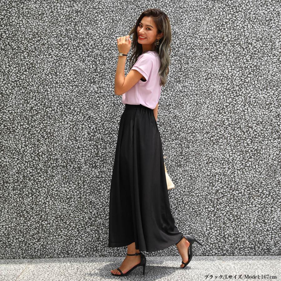 たっぷり 5面立体裁断 ロングスカート フレアボリューム ロング丈