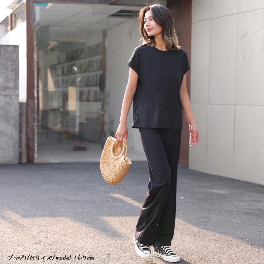 『オリジナルワッフル素材×デザイン』冷感ワイドパンツ 冷んやり ゆったり ウエストゴム  伸縮性 無地 ストレッチ ロングパンツ リラックス レディース 162636 |  | 11