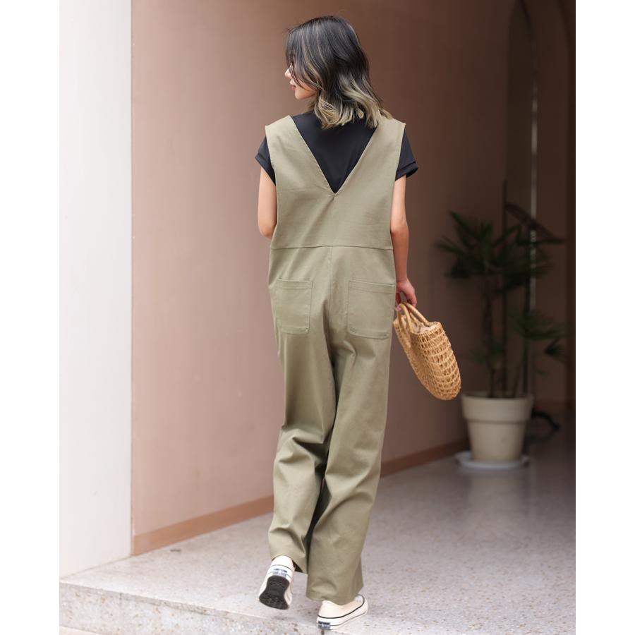 Vネックオールインワン ワンピース オールインワン セットアップ  Vネック ベイカーパンツ ワイドパンツ ロングパンツ レディース サロペット 162650 |  | 08