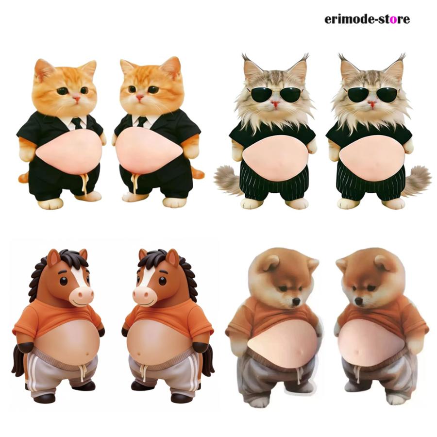 『話題のシール』大人気 お腹ぷにぷにシール 3D立体 可愛い猫 柴犬 スクイーズ もっちり ステッカー もこもこ 肉球 もちもち 162713 | 