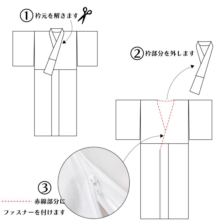衿秀 公式 別注 衿元 加工 ファスナー式 替え衿 き楽っく きらっく ファスナー 簡単着付け すなお きものすなお 和装小物 和小物 えりひで 襟の衿秀 eh tbの画像