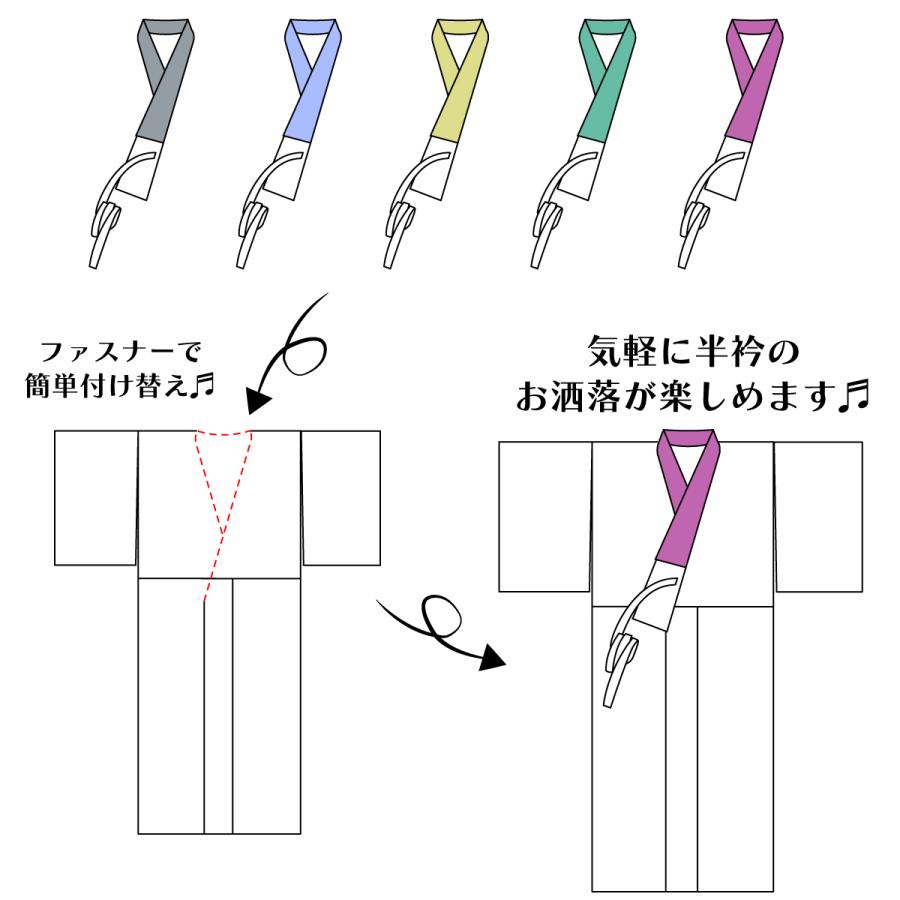 衿秀 公式 別注 衿元 加工 ファスナー式 替え衿 き楽っく きらっく ファスナー 簡単着付け すなお きものすなお 和装小物 和小物 えりひで 襟の衿秀 eh tbの画像