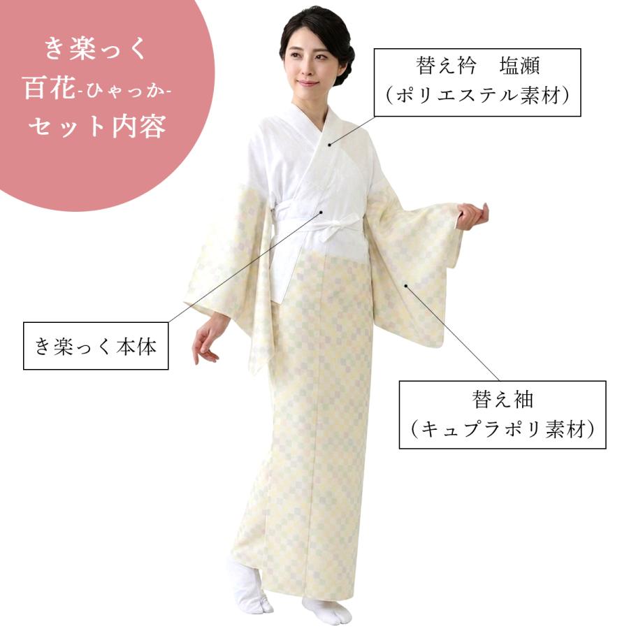 衿秀 公式 き楽っく 長襦袢 百花 冬 袷用 友禅 きらっく 襦袢 じゅばん 洗える 襟の衿秀 えりひで 日本製 和装小物 すなお きものすなお eh tbの画像