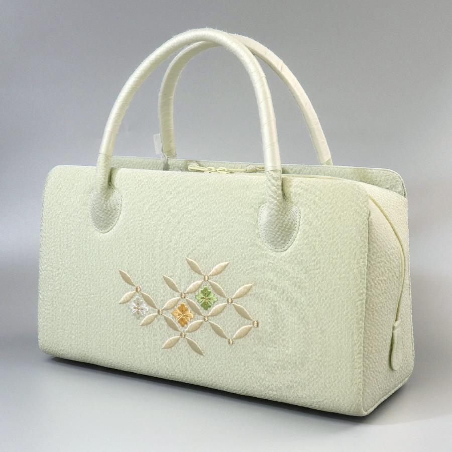 衿秀 公式 バッグ 和装 着物 利休 ばっぐ bag 縮緬 刺繍 花七宝柄 正絹