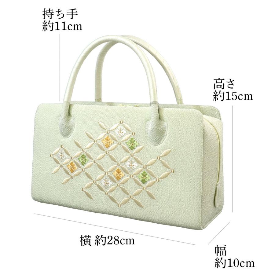 衿秀 公式 バッグ 和装 着物 利休 ばっぐ bag 縮緬 刺繍 花七宝柄 正絹