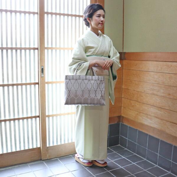 衿秀　和装トートバッグ A4 ポリエステル　ファブリック　お稽古　シルバーグレー 57-2013-z240424.jpg