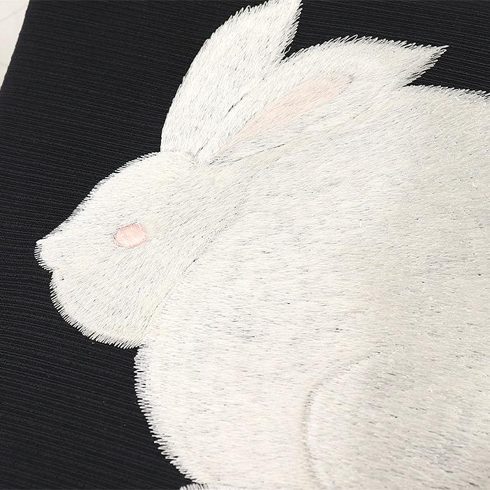 月に眠る兎　手機スクイ織　袋帯・刺繍半衿セット★お手入れ済 月に眠る兎 手機スクイ織 袋帯・刺繍半衿セット☆お手入れ済 | ヤマダ