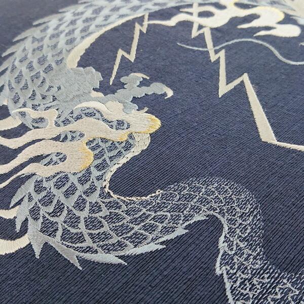 衿秀 公式 帯 名古屋帯 おび 九寸 仕立て上がり 龍 濃紺 刺繍 衿秀 公式 帯 名古屋帯 おび 九寸 仕立て上がり 龍 濃紺 刺繍