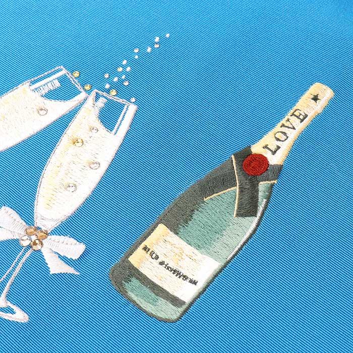 衿秀 公式 帯 名古屋帯 おび 帯 九寸 Sparkling スパークリング シャンパン ワイン ターコイズ 刺繍 swarovski スワロフスキー 日本製 襟の衿秀の画像