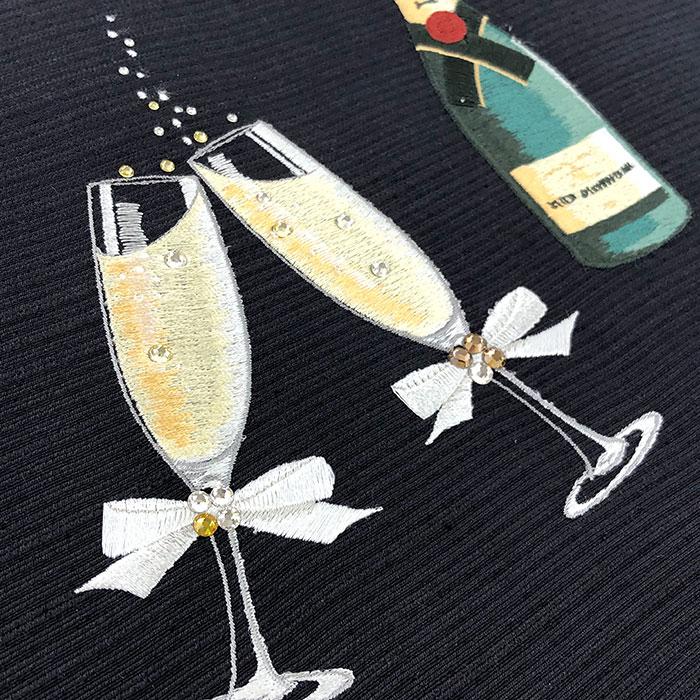 衿秀 公式 帯 名古屋帯 おび 帯 仕立て上がり 九寸 Sparkling スパークリング 墨黒地  刺繍 swarovski スワロフスキー 日本製 和装小物  えりひで 襟の衿秀の画像