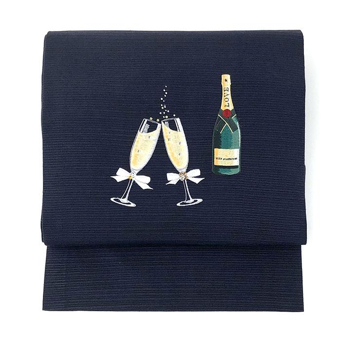 衿秀 公式 帯 名古屋帯 おび 帯 仕立て上がり 九寸 Sparkling スパークリング 墨黒地  刺繍 swarovski スワロフスキー 日本製 和装小物  えりひで 襟の衿秀の画像