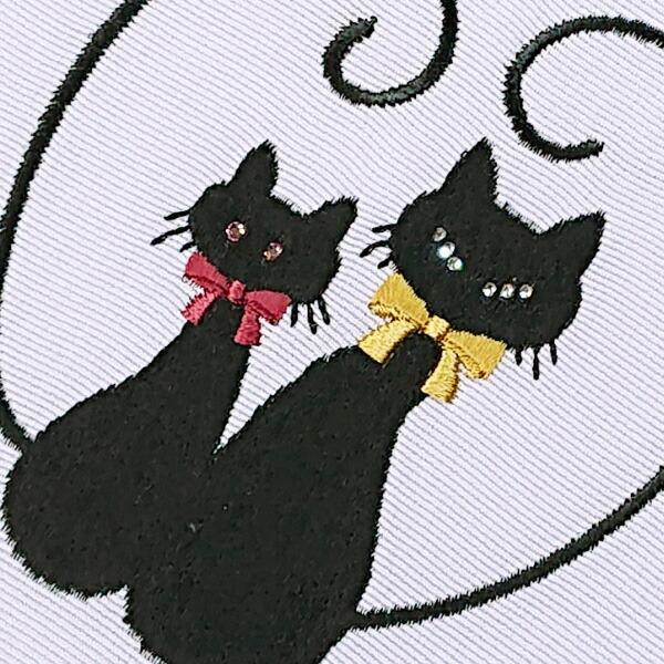 衿秀 公式 帯 名古屋帯 おび 帯 仕立て上がり 九寸 ネコ ねこ 猫 淡藤色 刺繍 swarovski スワロフスキー 日本製 和装小物 和小物 えりひで 襟の衿秀の画像