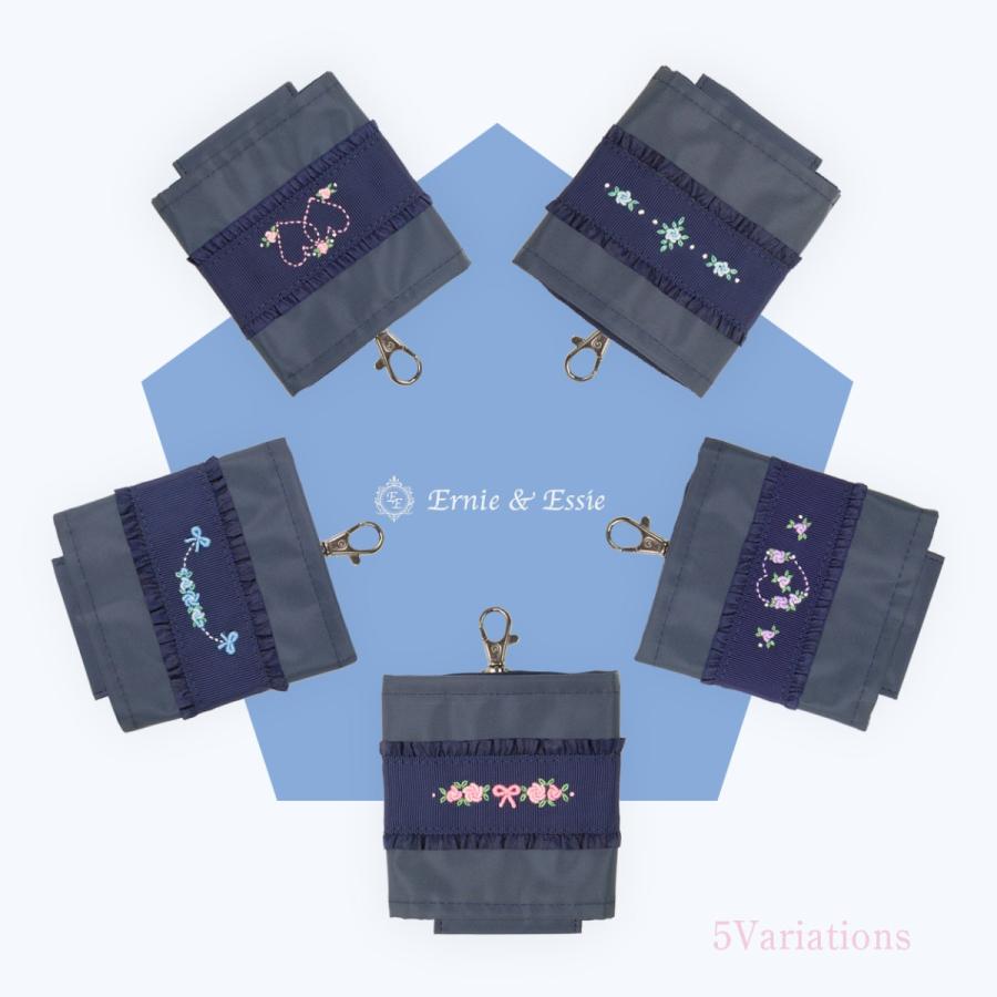 定期ポケット パスケースホルダー【リボンと薔薇のアーチ 手刺繍】定期