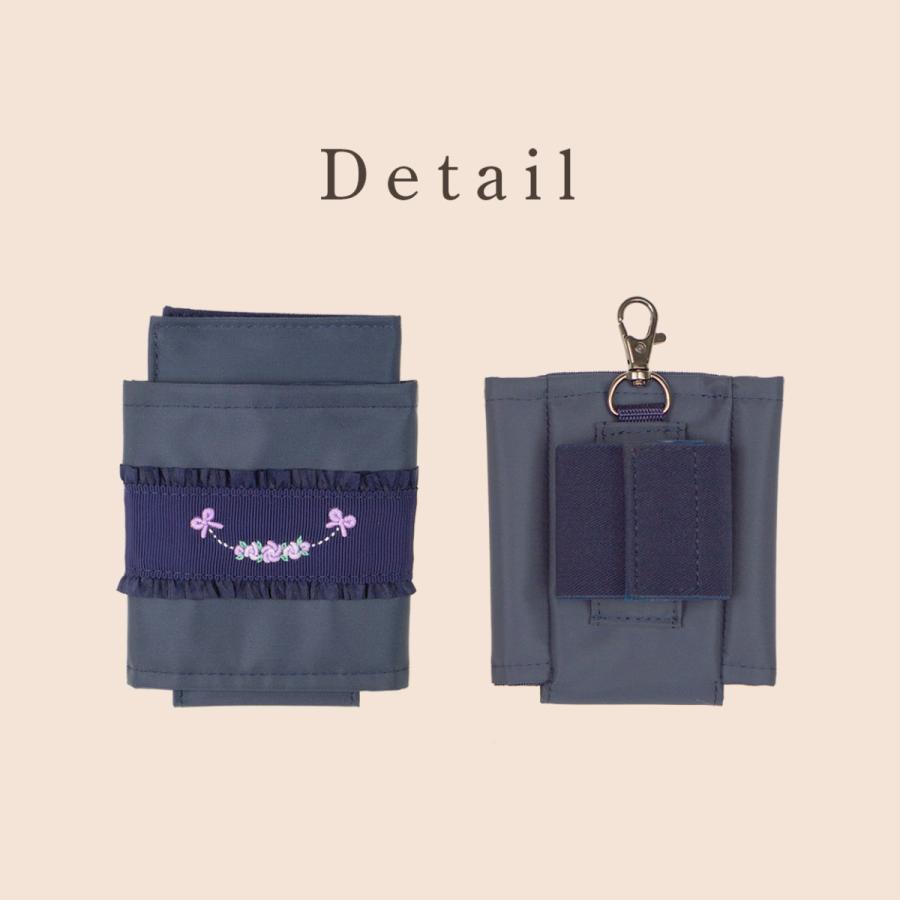 定期ポケット パスケースホルダー【リボンと薔薇のアーチ 手刺繍】定期