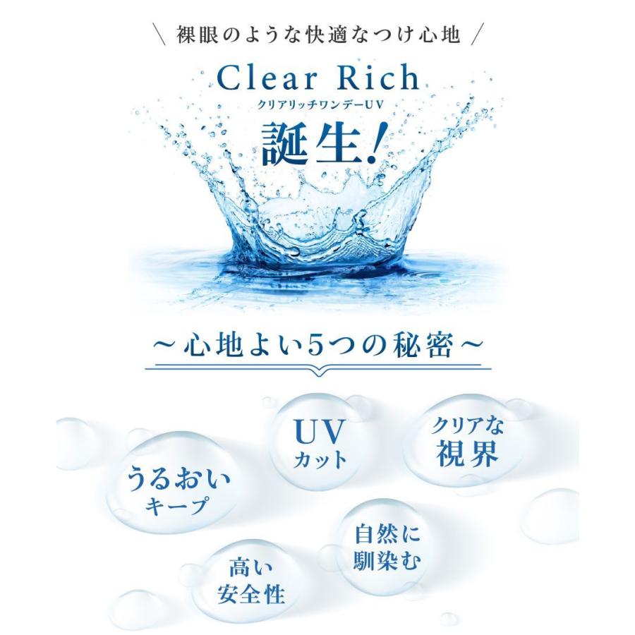 【10％OFFクーポン】 コンタクトレンズ ワンデー 【 1箱30枚入り 】 クリアリッチ ClearRich 1day UV ONE DAY クリアコンタクト ソフトコンタクト 安全 低含水｜eroeroe｜02