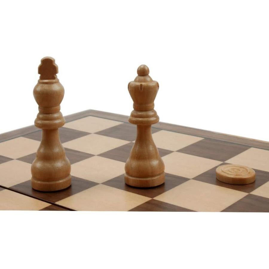 大特価放出 デラックス 3イン1 木製折りたたみチェス チェッカー