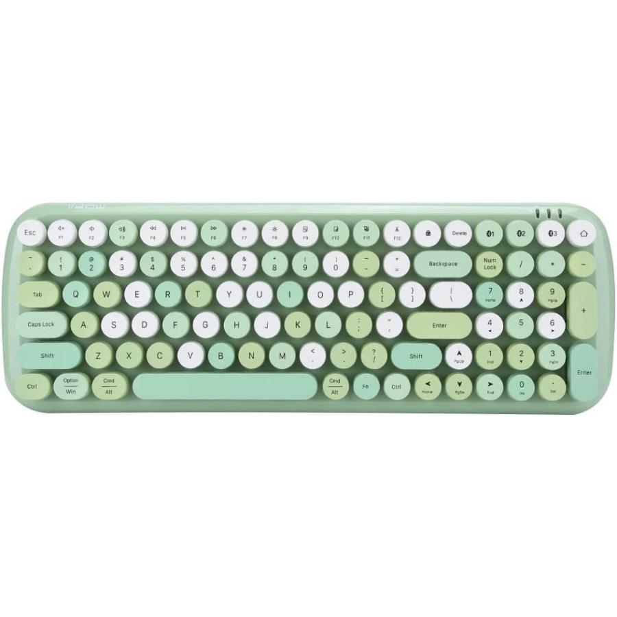 【全商品オープニング価格 特別価格】 Brush Cleaning with Keyboard Typewriter MultiDevice Bluetooth Keyboard Keys Round Vintage Cute 100-key  Keyboard Wireless  Tablet(Gr Phone Mobile for その他キッチン家電
