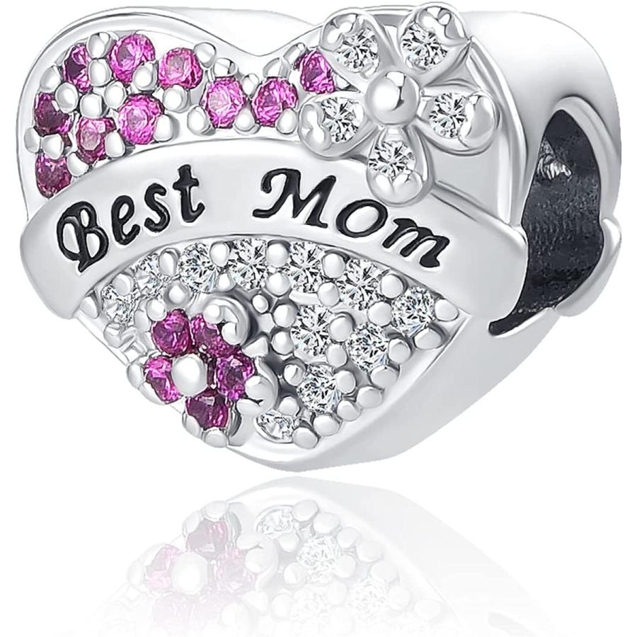 全国総量無料で パンドラブレスレット用 キュービックジルコニアビーズ 家族 バラの花 チャーム Mom Dog Heart Mother Mom Best Love Qeensekc ラインストー クリスタル 金属 その他レディースアクセサリー
