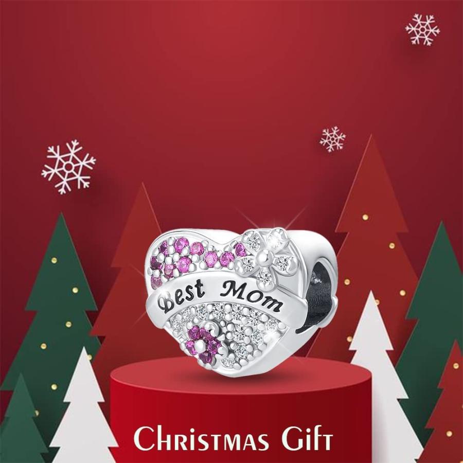 全国総量無料で パンドラブレスレット用 キュービックジルコニアビーズ 家族 バラの花 チャーム Mom Dog Heart Mother Mom Best Love Qeensekc ラインストー クリスタル 金属 その他レディースアクセサリー