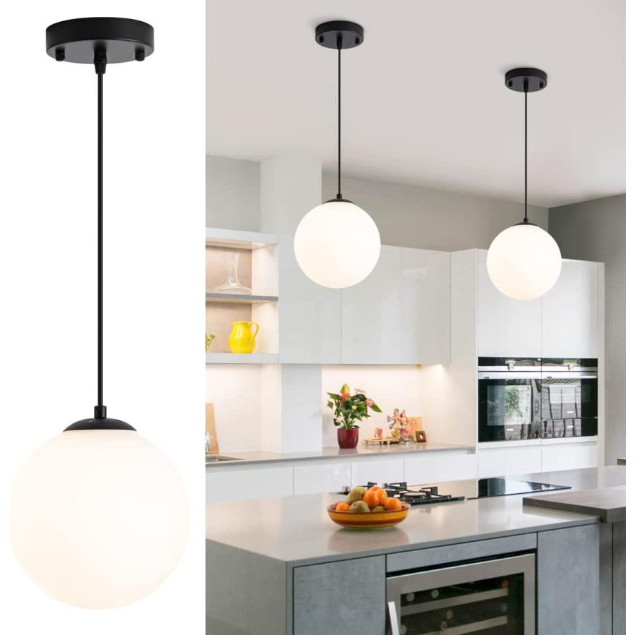 White Globe Hanging Light For Kitchen Island Inches White Frosted Pendant  Lights For Dining Table Milk Glass Pendant Lighting Fixtures Ceiling Ha  その他キッチン、台所用品