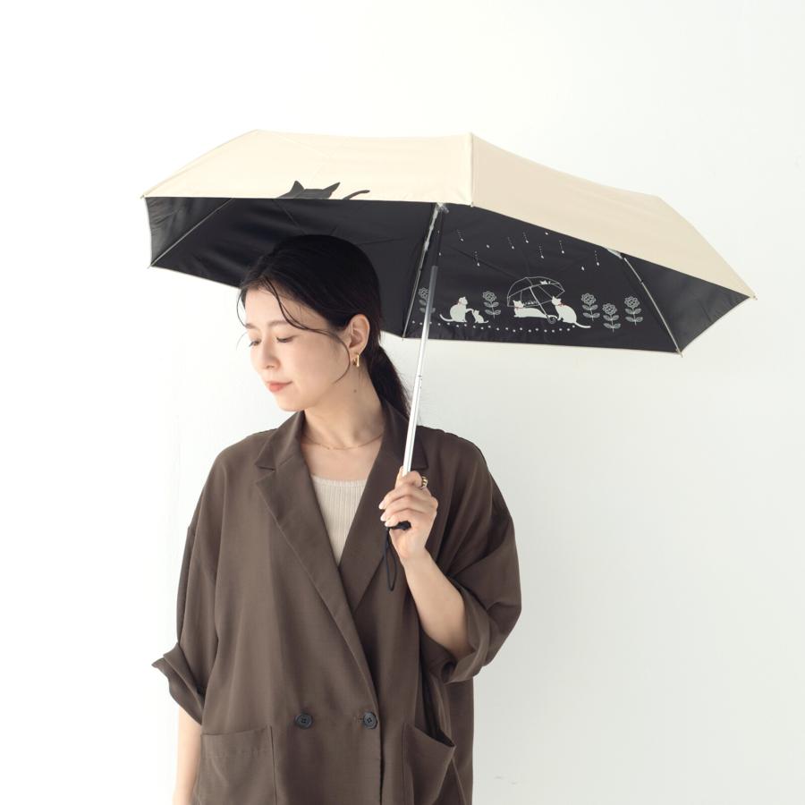 MKN 猫 傘 折りたたみ傘 日傘 黒コーティング 雨晴兼用 50cm 2026NEW