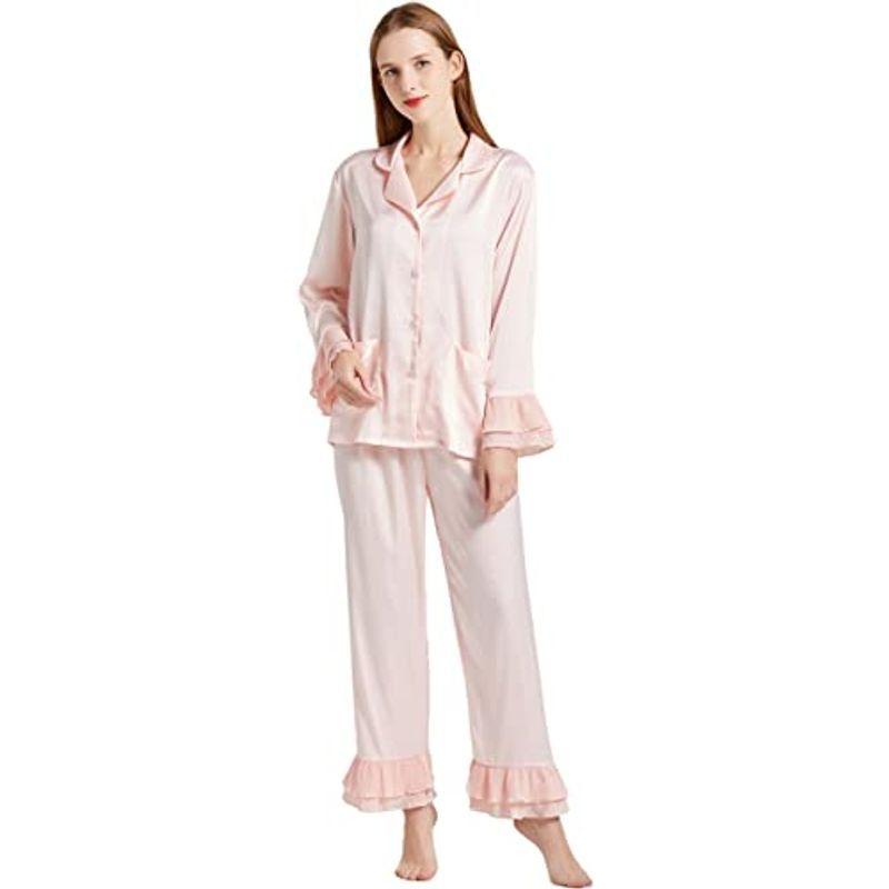 直販卸値 レディース パジャマ シルク100 上下セット ルームウェア 部屋着 長袖 サテン 肌に優しい ピンクxl 純正売筋品 Ssl Daikyogo Or Jp