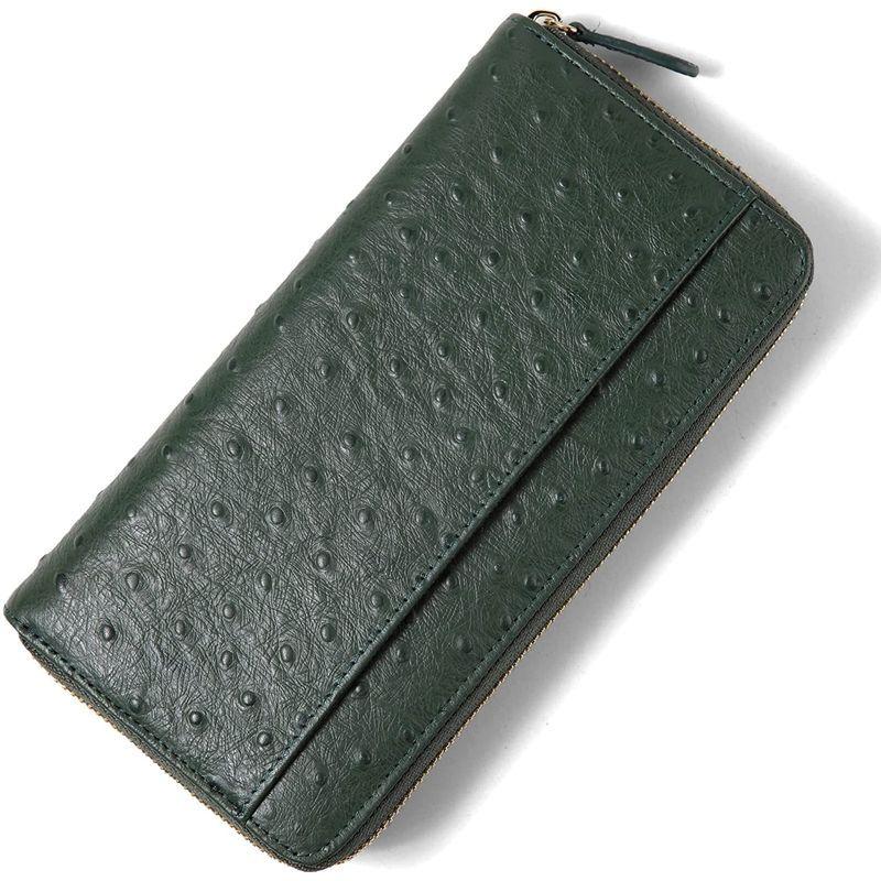 Tofulm 高級 長財布 本革 高級 ダチョウ柄 ブランド 大容量 財布 財布 財布 帽子 ファッション小物 チェック 人気 小銭入れ ボックス型 エルトクローバー ラウンドファスナー カード収納 絶対一番安いの