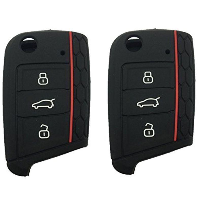 ZIAN VW車用 ワーゲン Golf 7、GTI 7、Golf R シリコン キー ケース キー カバー (ブラック2個入れ