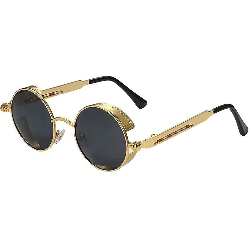 Aroncent サングラス偏光 丸 おしゃれ メガネ Uv400 メンズ レディース 人気 ロック系 パンク系 ファッション アクセサリー 激安セール