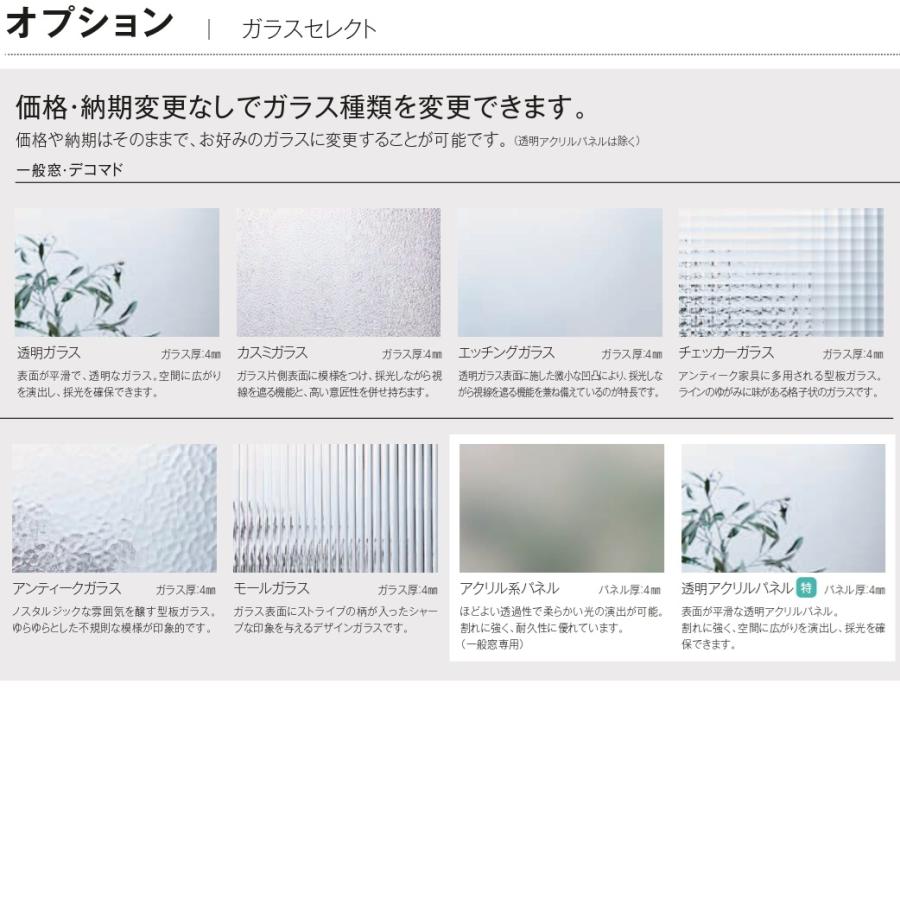 リクシル  【丸ノコ】 室内用窓ラシッサS　デコマド格子無し　FIX窓・突出し窓　2列ｘ1段　窓台設置　両側壁納まり　片側オープン納まり
