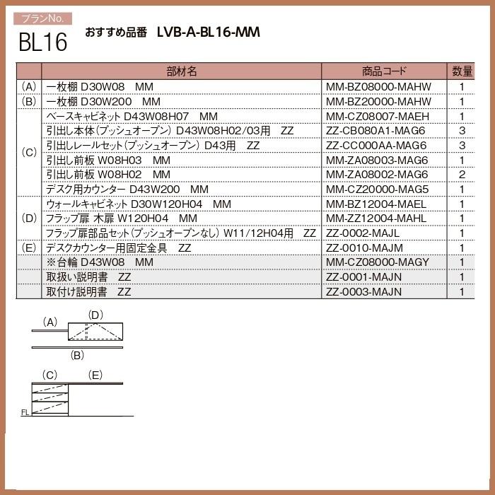 壁面収納 ヴィータス　LIXILシステム 収納  おすすめプランBL-16の画像