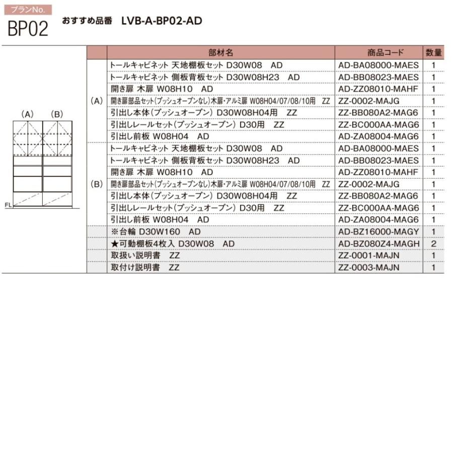 壁面収納 ヴィータス　LIXILシステム 収納   おすすめプランBP02の画像