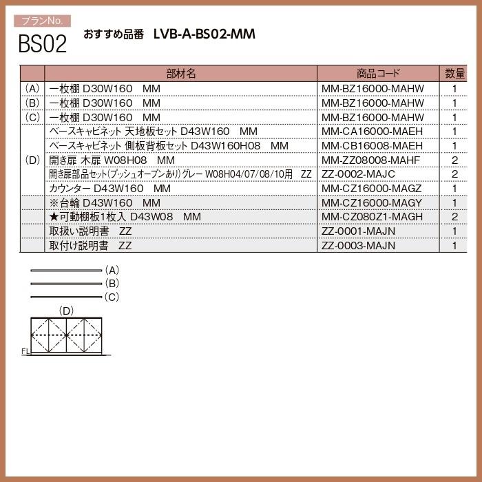 壁面収納 ヴィータス　LIXILシステム 収納    ヴィータス  おすすめプランBS02の画像