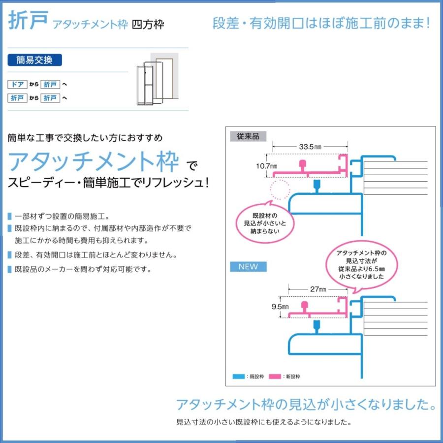 YKK取り替え用サイズオーダー 浴室ドア YKKAP簡単ドアリモ 2枚折れ戸 四方アタッチメント枠工法 本体・リフォーム枠 通販 かんたんドアリモ 浴室ドア 2枚折れ戸取替用 四方枠 アタッチメント工法 ガスケットレス仕様 特注寸法 W521〜873×H1527〜2133mm YKKap 折戸 YKK リフォーム kenzai
