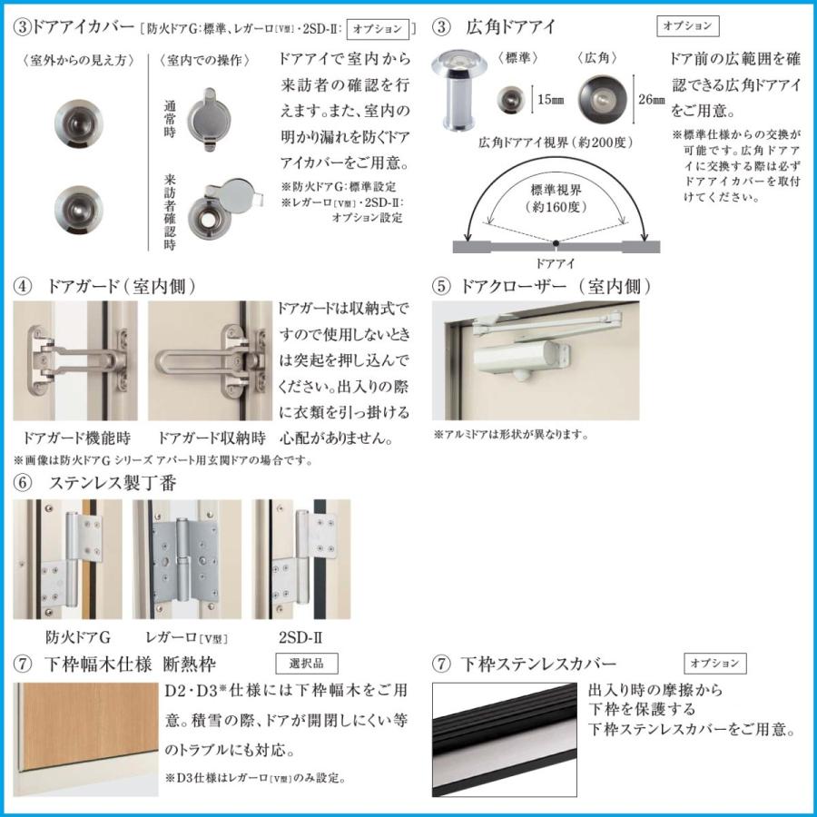 YKK アパートドア　 レガーロV型　非防火D2仕様　R11型 W785xH1.920・2.000ｍｍ｜erutategu｜06