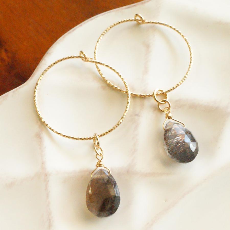 ピアス チャーム K14GF おしゃれ 天然石 ゴールデンシャインムーン  