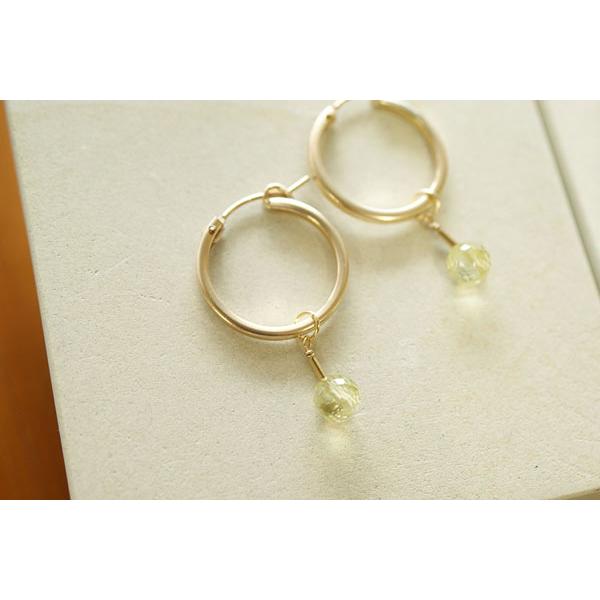 セール K18 レモンクォーツ オニオン ピアスチャーム イヤリング  