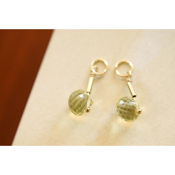 セール K18 レモンクォーツ オニオン ピアスチャーム イヤリング  