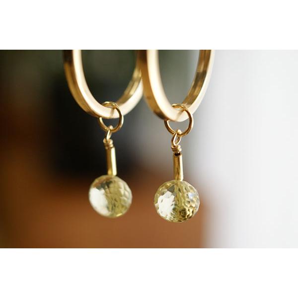 セール K18 レモンクォーツ オニオン ピアスチャーム イヤリング  